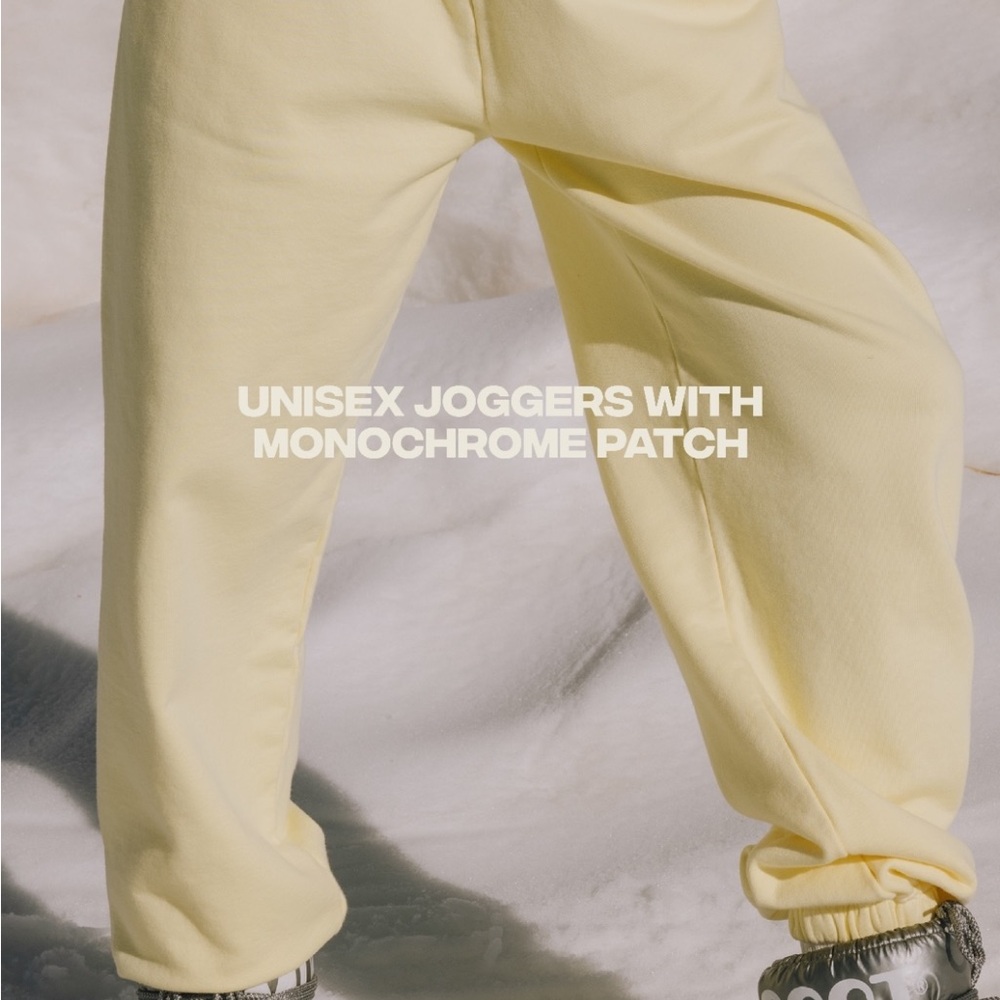 Yellow Unisex Joggers with Monochrome Patch